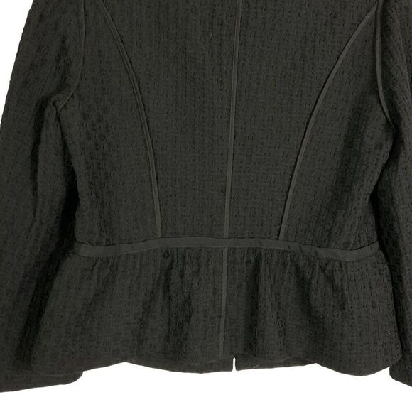 LOFT Women's Black Wool Blend Ruffle Front Jacket/Blazer, Size 10, Lined - Picture 7 of 11
